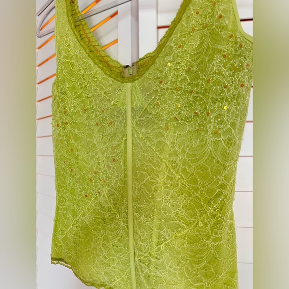 La Perla Vintage Lime Green Lace beaded Women Top - Picture 12 of 12